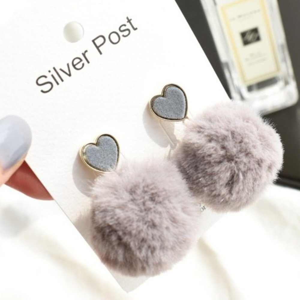 4/$25 Heart Pom pom Earrings